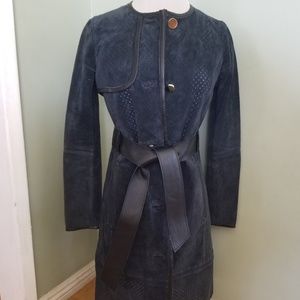 Tory Burch suede perforated coat with belt
